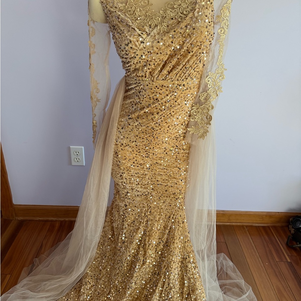 Glamorous Gold Sequin Prom Dress